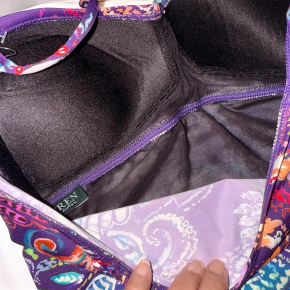 Ralph Lauren Captiva Paisley Two Piece Bandeau Tankini Swimsuit Purple Size 4 - Picture 5 of 12